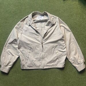 English Squire Vintage Jacket Mens 40L Tan Lightweight Zip USA Made Casual Coat